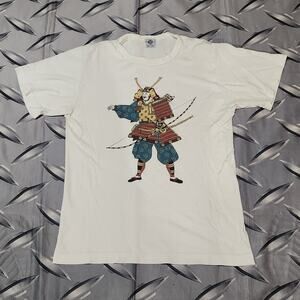 Vintage Samurai Kabuki Warrior T-Shirt Size S Made In JAPAN Single Stitch